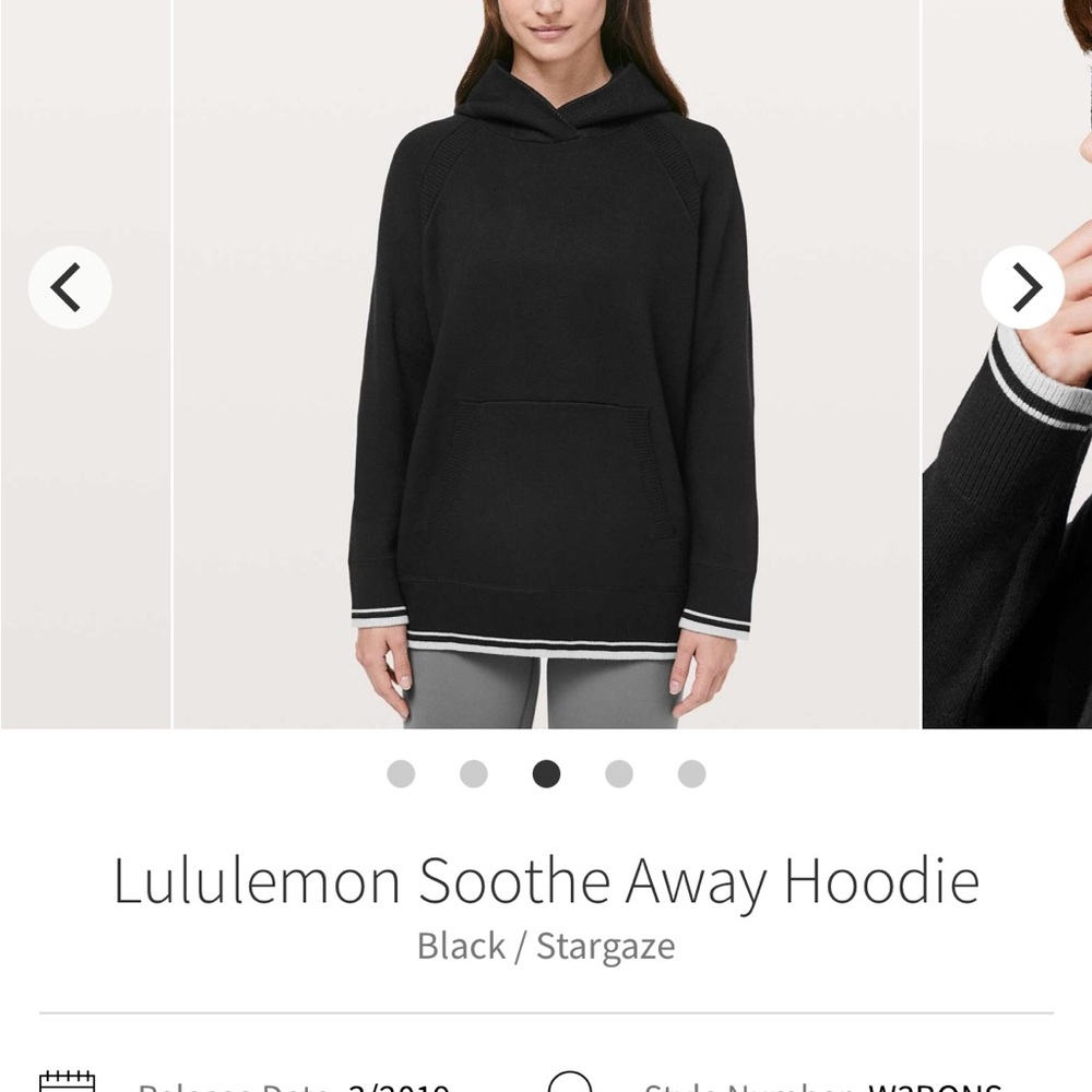 Rare Lululemon Soothe Away sweater Hoodie- size 4. Black with white accents. - Picture 3 of 5